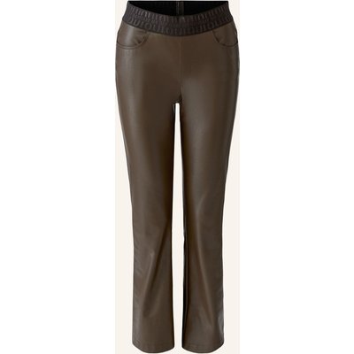 Oui 7/8-Hose In Lederoptik braun