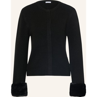 Mrs & Hugs Strickjacke Mit Kunstfell schwarz