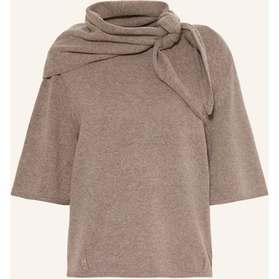 Arakii Strickshirt Ela Aus Merinowolle Mit Abnehmbarem Schal beige