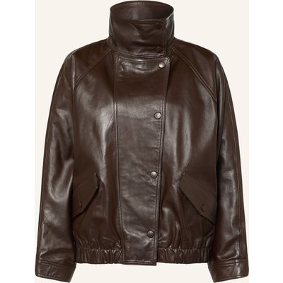 Sandro Oversized-Lederjacke braun
