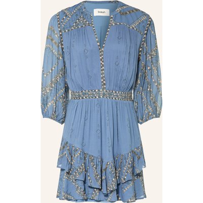 Ba&Sh Kleid Poly Mit 3/4-Arm Und Rüschen blau
