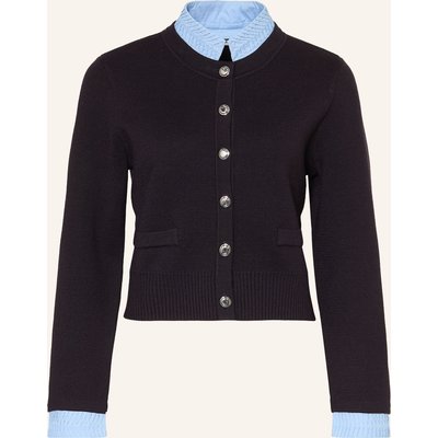 Sandro Strickjacke Im Materialmix Mit Abnehmbarem Kragen blau