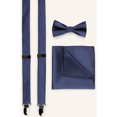 Monti Set Salvo: Hosenträger, Fliege Und Einstecktuch blau