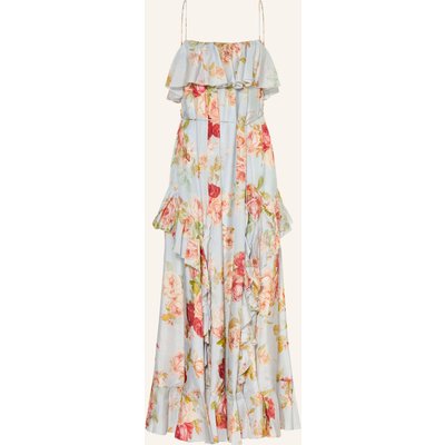 Zimmermann Seidenkleid Roselight Mit Volants blau
