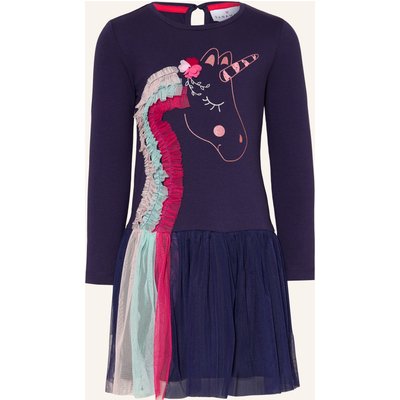 Danamade Kleid Im Materialmix blau