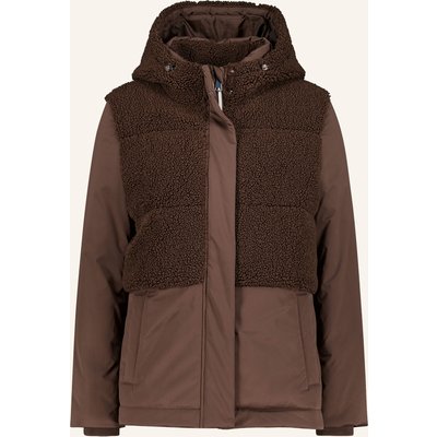 Cartoon Jacke Im Materialmix braun