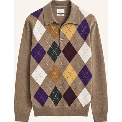 Gant Strick-Poloshirt braun