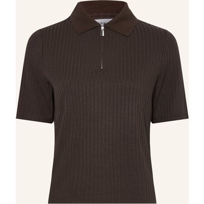 Comma Strick-Poloshirt braun