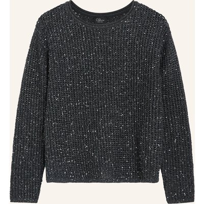 S.Oliver Black Label Pullover Mit Pailletten grau