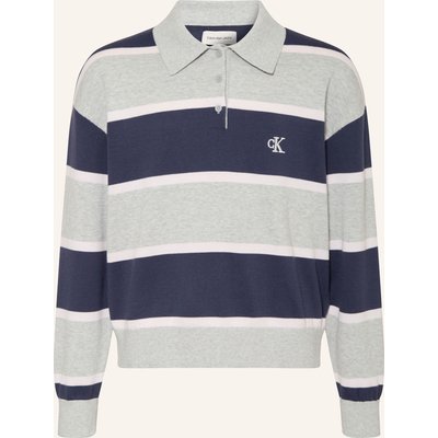 Calvin Klein Strick-Poloshirt grau