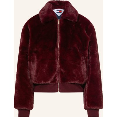 Tommy Jeans Kunstfell-Jacke rot