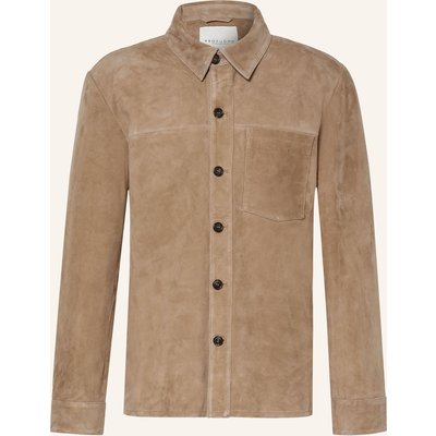 Profuomo Overshirt Regular Fit Aus Leder beige