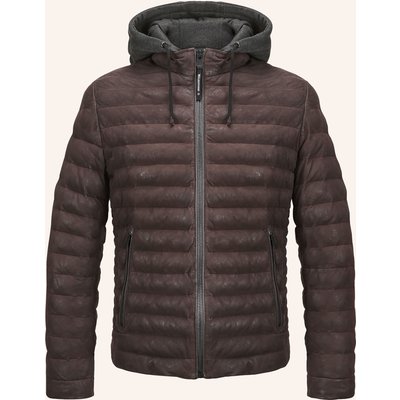 Milestone Lederjacke Msviano Mit Abnehmbarer Kapuze braun