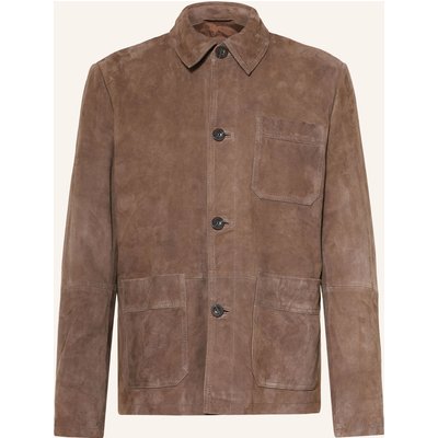 Strokesman's Leder-Overshirt braun