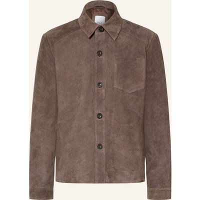 Paul Overshirt Regular Fit Aus Leder braun