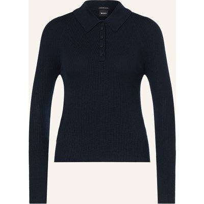 Boss Strick-Poloshirt Faelina blau