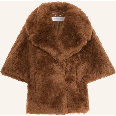 Max Mara Cape Accorta Aus Kunstfell Mit 3/4-Arm braun