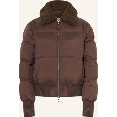 Iq Studio Steppjacke Mit Abnehmbarem Teddyfell-Kragen braun