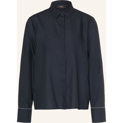 Peserico Hemdbluse Mit Schmuckperlen blau