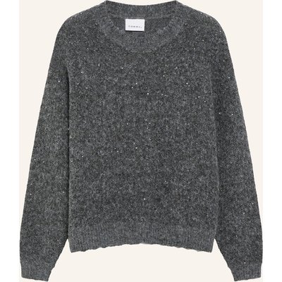 Comma Pullover Mit Pailletten grau
