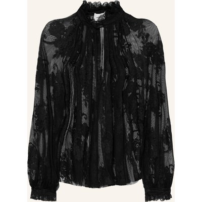 Ottod'ame Blusenshirt Aus Mesh Mit Spitze schwarz