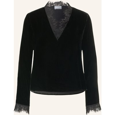 Ganni Longsleeve Aus Samt schwarz