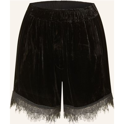 Ganni Samtshorts Mit Spitze schwarz