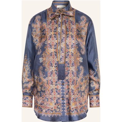 Zimmermann Hemdbluse Valiant Aus Seide Mit Abnehmbarer Schluppe blau
