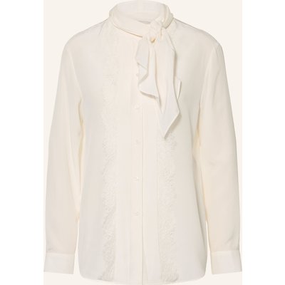 Weekend Max Mara Seidenbluse Legume Mit Abnehmbarer Schluppe Und Spitze weiss