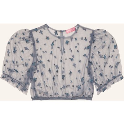 Krüger Dirndlbluse Arla Aus Mesh blau