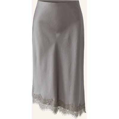 Oui Satinrock Mit Spitze grau