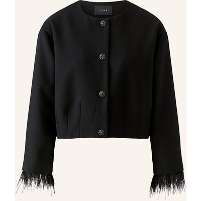 Oui Kastenjacke Mit Schmucksteinen schwarz