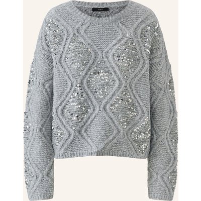 Oui Pullover Mit Pailletten grau