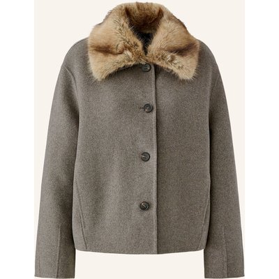 Oui Jacke Mit Abnehmbarem Kunstfell-Kragen beige
