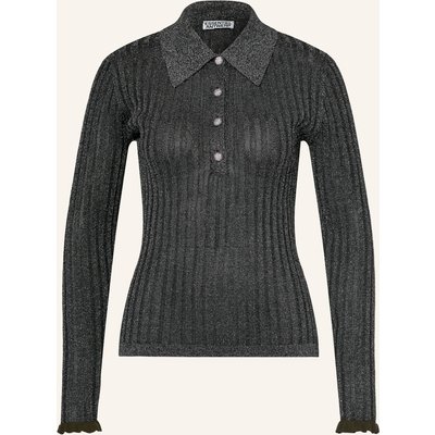 Essentiel Antwerp Strick-Poloshirt Karan Mit Gitzergarn grau