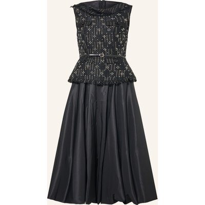 Talbot Runhof Kleid Im Materialmix Mit Schmuckperlen schwarz