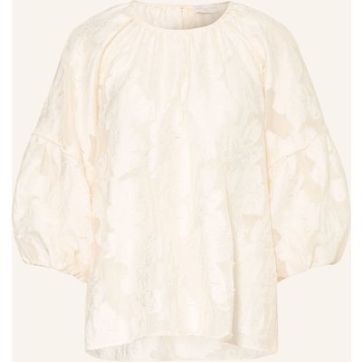 Milano Italy Blusenshirt Aus Jaquard Mit 3/4-Arm beige