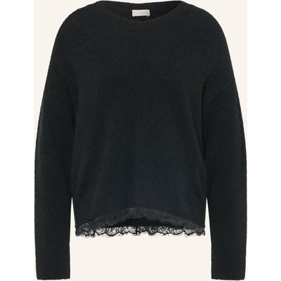 Milano Italy Pullover Mit Spitze schwarz