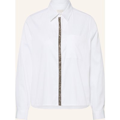 Milano Italy Hemdbluse Mit Schmucksteinen weiss