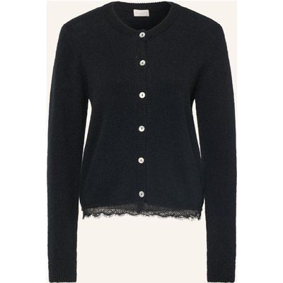 Milano Italy Strickjacke Mit Spitze schwarz