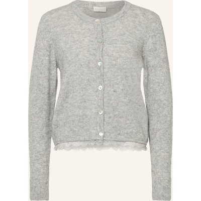 Milano Italy Strickjacke Mit Spitze grau