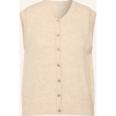 Milano Italy Strickweste Mit Schmucksteinen beige