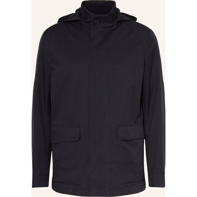 Zegna Parka Mit Abnehmbarer Kapuze blau