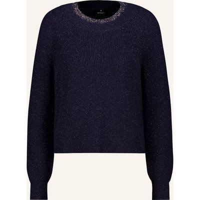 Monari Pullover Mit Glitzergarn Und Schmucksteinen blau