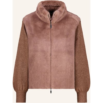 Monari Strickjacke Mit Kunstfell braun