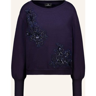 Monari Pullover Mit Schmucksteinen Und Pailletten blau