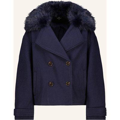 Monari Cabanjacke Mit Abnehmbarem Kunstfell-Kragen blau