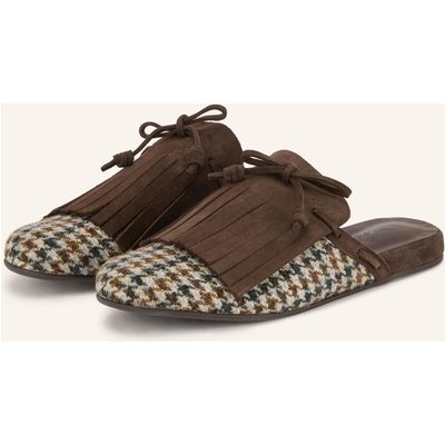 Ancient Greek Sandals Mules Thelma Fringe braun