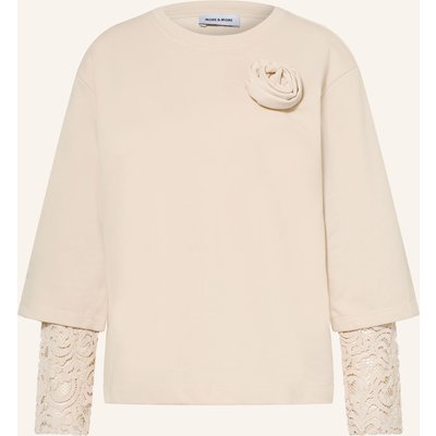 More & More Sweatshirt Mit Spitze weiss