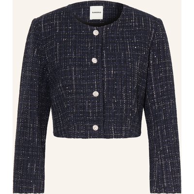 Sandro Kastenjacke Mit Glitzergarn Und Pailletten blau